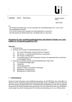 Hinweise f&uuml;r den ausbildungsf&ouml;rderlichen schulischen Einsatz von
