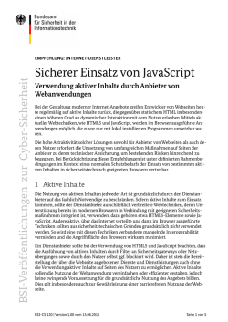 Sicherer Einsatz von JavaScript - Allianz für Cyber