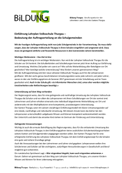 Einf&uuml;hrung Lehrplan Volksschule Thurgau