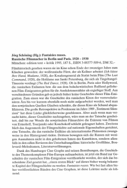 Jiirg Sch&ouml;ning (Hg.): Fantaisies russes. Russische Filmmacher in