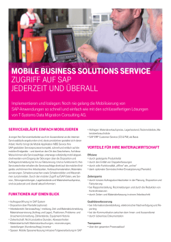 moBile Business solutions serVice ZUGRIFF AUF SAP JEDERZEIT