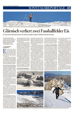 Gl&auml;rnisch verliert zwei Fussballfelder Eis