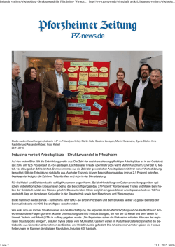 Industrie verliert Arbeitspl&auml;tze - Strukturwandel in Pforzheim