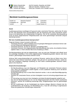 Merkblatt Ausbildungszuschüsse