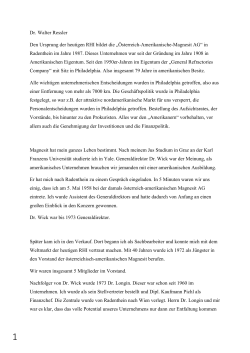 Dr. Walter Ressler, Vollst&auml;ndiges Interview