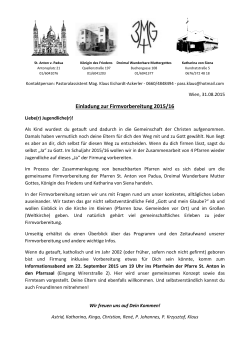 Firmvorbereitung 2016 - Pfarre Göttliche Barmherzigkeit