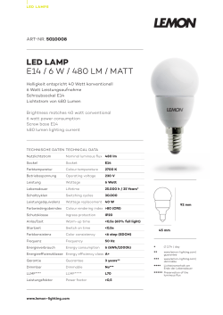 LED LAMP E14 / 6 W / 480 LM / MATT