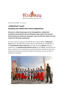 „HolidayCheck“ Award: Feuerberg zum fünften