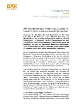 DAK-Gesundheit als beste Familienkasse ausgezeichnet