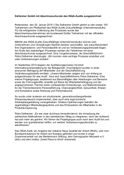Pressemitteilung Dalheimer GmbH INQA