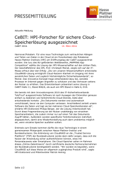CeBIT: HPI-Forscher für sichere Cloud