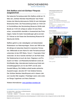 Dirk Steffens wird mit G&ouml;rlitzer Filmpreis ausgezeichnet