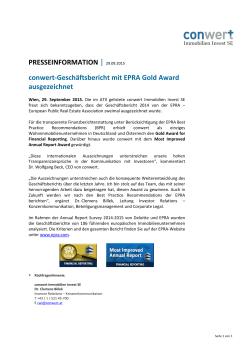 conwert-Geschäftsbericht mit EPRA Gold Award ausgezeichnet