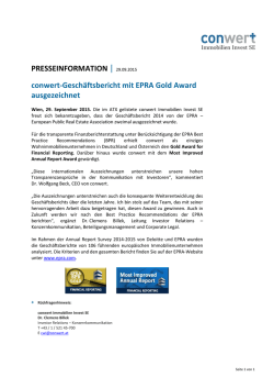 conwert-Geschäftsbericht mit EPRA Gold Award ausgezeichnet