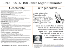 1915 – 2015: 100 Jahre Lager Staumühle Geschichte Wir gedenken