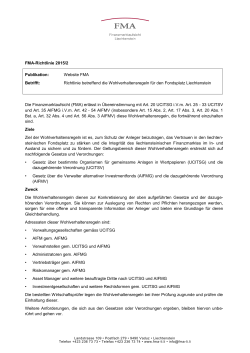 FMA-Richtlinie 2015/2 Publikation: Website FMA Betrifft: Richtlinie