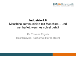 Industrie 4.0 Maschine kommuniziert mit Maschine &ndash; und wer haftet