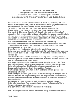 Gru&szlig;wort von Herrn Tjark Bartels B&uuml;rgermeister der Gemeinde