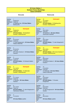 interner Spielplan Saison 2015/2016