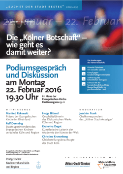 Die &bdquo;K&ouml;lner Botschaft&ldquo; &ndash; wie geht es damit weiter
