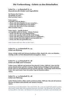 Die Vorbereitung - Gebete zu den Botschaften