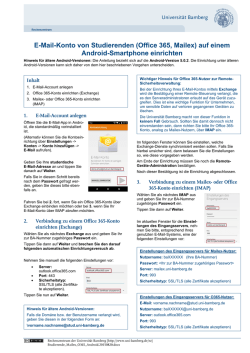 E-Mail f&uuml;r Studierende einrichten unter Android (mailex / Office 365)