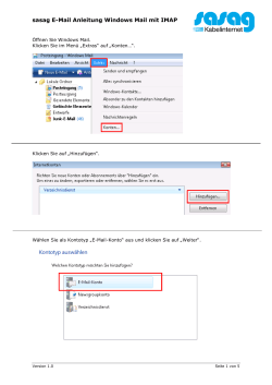 sasag E-Mail Anleitung Windows Mail mit IMAP