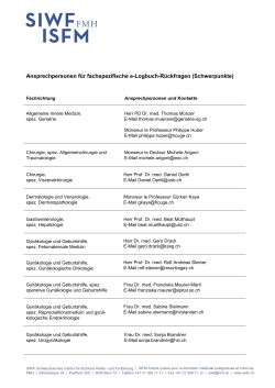 Liste der Ansprechpersonen Schwerpunkte