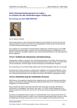Gute Dokumentationspraxis im Labor &ndash; so setzten Sie - GMP