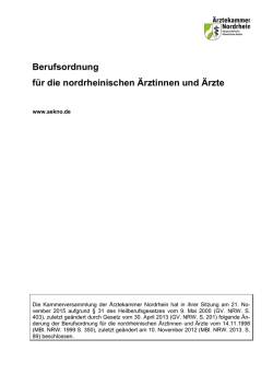 Berufsordnung für die nordrheinischen Ärztinnen und Ärzte