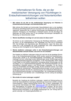 Informationen f&uuml;r &Auml;rzte, die an der medizinischen Versorgung von