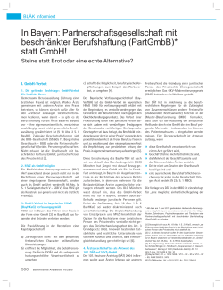 (PartGmbB)* statt GmbH! - Bayerisches Ärzteblatt