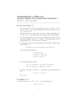Lösungshinweise zu Blatt # 2 Lineare Algebra und Analytische