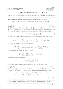 Analytische Zahlentheorie – Blatt 2