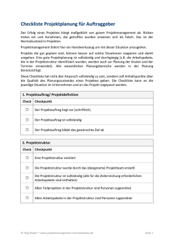 Checkliste Projektplanung für Auftraggeber