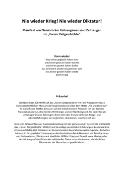 Humanitäres Manifest des „Forums Zeitgeschichte“