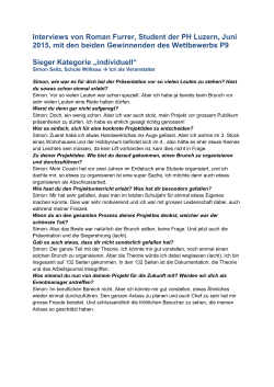 Interviews mit Sieger IP und Siegerinnen GP 2015