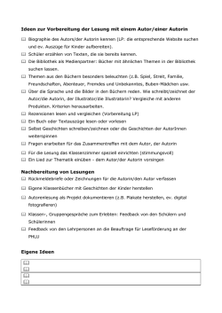 Ideen zur Vorbereitung der Lesung mit einem Autor/einer Autorin