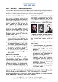 Ideen &ndash; Innovation - DTS Consulting AG