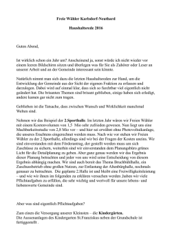 Haushaltsrede 2016 Freie W&auml;hler Karlsdor[...] - Karlsdorf