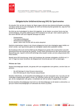 Obligatorische Unfallversicherung UVG für Sportvereine