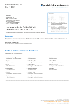 Informationsblatt zur BAHN-BKK