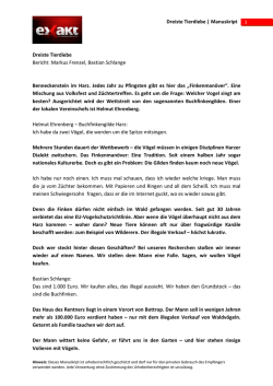 Dreiste Tierdiebe | Manuskript Dreiste Tierdiebe Bericht