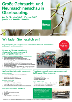 Gro&szlig;e Gebraucht- und Neumaschinenschau in