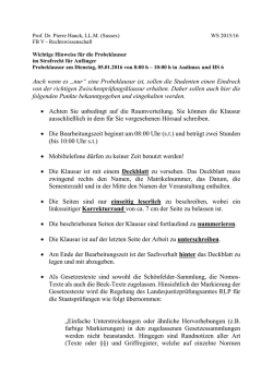 eine Probeklausur ist, sollen die Studenten einen Eindruck von der