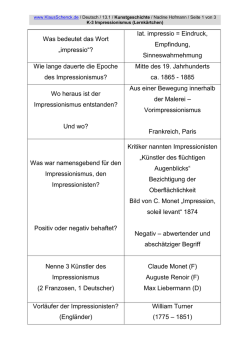 Was bedeutet das Wort „impressio“? lat. impressio = Eindruck