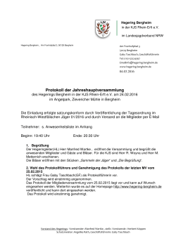 Protokoll 2016 - Mitglied im Landesjagdverband Nordrhein