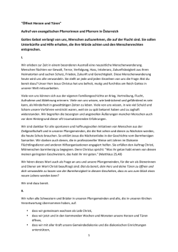Öffnet Herzen und Türen - Evangelische Kirche in Österreich