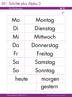 Mo Montag Di Dienstag Mi Mittwoch Do Donnerstag Fr Freitag Sa
