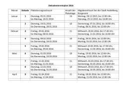 Dekadenterminplan 2016